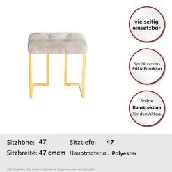 Kayoom Sitzhocker »Hocker Rare, Edler Touch durch goldenes Gestell« 1 Stk. tlg. eckig, samtweich, gesteppt, mit Zierknöpfen, Edelstahlgestell