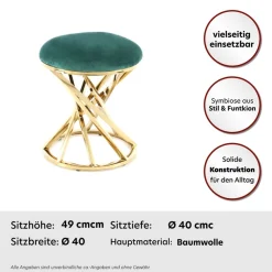 Kayoom Sitzhocker »Hocker Wesley 325,Sitzpouf in elegantem Design, Gestell aus Metall« 1 Stk. tlg. glamourös, hochwertig, mit weichem Sitzkissen und Stoffbezug