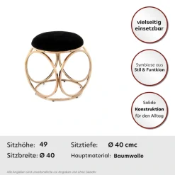Kayoom Sitzhocker »Hocker Whitney 325,Hocker mit offenem Design,Gestell aus Metall« 1 Stk. tlg. glamourös, hochwertig, pflegeleicht, rundes Sitzkissen