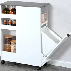 KESPER® Küchenwagen »Nischenregal, weiß, FSC« 1 Stk. tlg. mit 1 Mülleimer