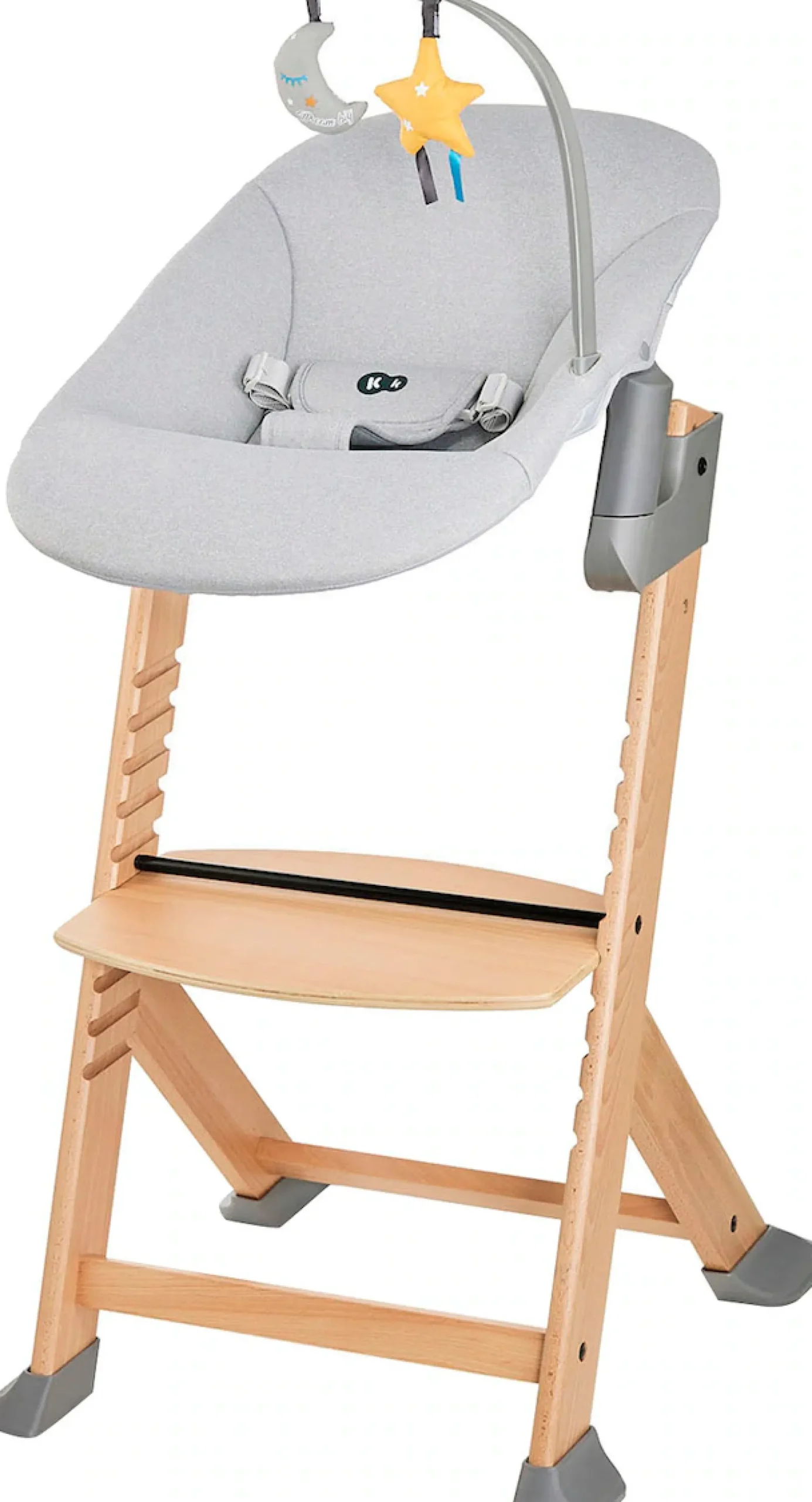 Kinderkraft Kombihochstuhl »Set: Kinderstuhl ENOCK + Babywippe CALMEE GREY« (Set) 2 Stk.mitwachsend
