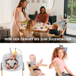 Kinderkraft Kombihochstuhl »Set: Kinderstuhl ENOCK + Babywippe CALMEE GREY« (Set) 2 Stk.mitwachsend