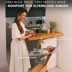 Kinderkraft Kombihochstuhl »Set: Kinderstuhl ENOCK + Babywippe CALMEE GREY« (Set) 2 Stk.mitwachsend