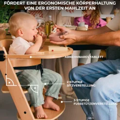 Kinderkraft Kombihochstuhl »Set: Kinderstuhl ENOCK + Babywippe CALMEE GREY« (Set) 2 Stk.mitwachsend