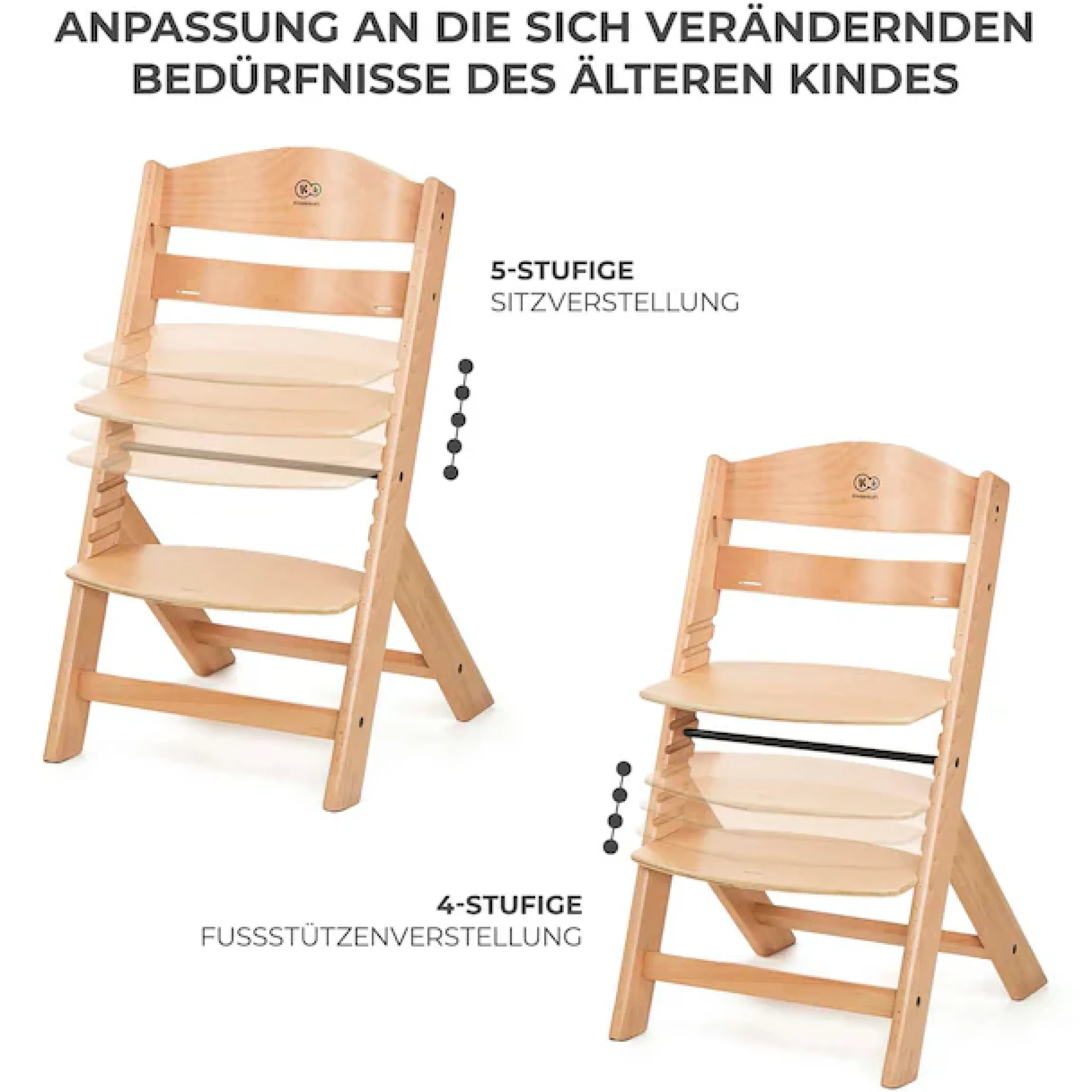 Kinderkraft Kombihochstuhl »Set: Kinderstuhl ENOCK + Babywippe CALMEE GREY« (Set) 2 Stk.mitwachsend