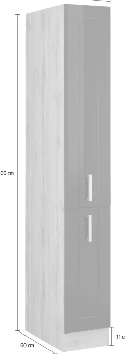 KOCHSTATION Apothekerschrank »KS-Tinnum« 30 cm breit, 200 cm hoch, Metallgriffe, MDF Fronten, Auszüge