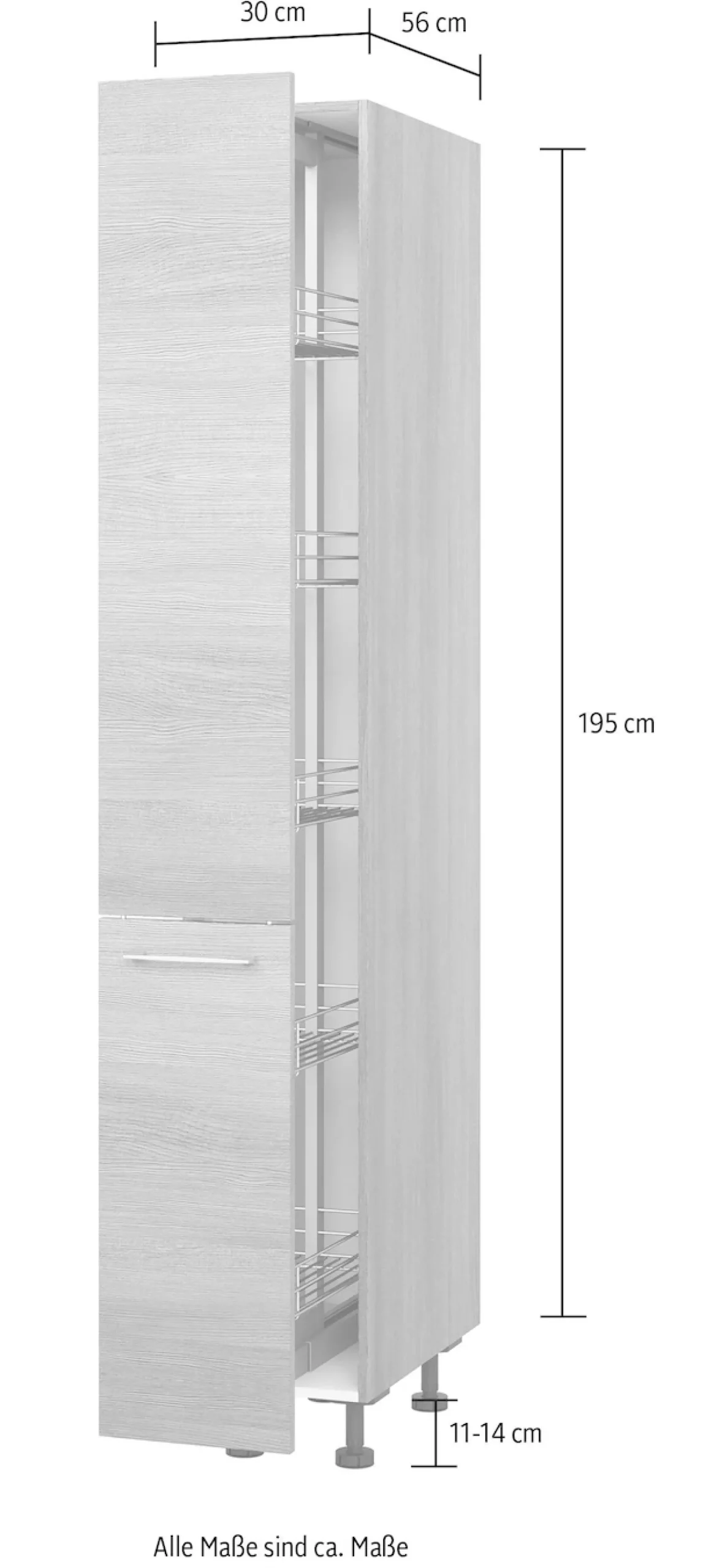 KOCHSTATION Apothekerschrank »KS-Trea SVAV30-195« inklusive 5 verstellbarer Drahtkörbe, Höhe 195 cm, Breite 30 cm