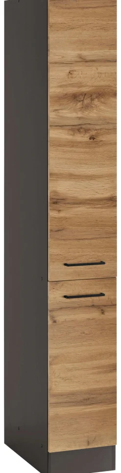 KOCHSTATION Apothekerschrank »KS-Tulsa« 30 cm breit, 200 cm hoch, mit 2 Auszügen, Metallgriff, MDF Front