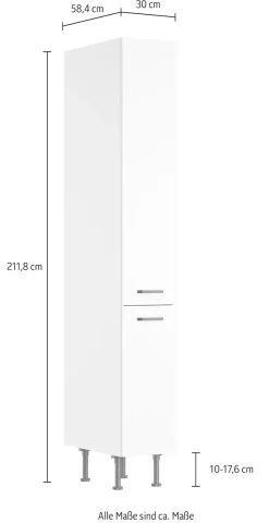 KOCHSTATION Apothekerschrank »KS-Paula« 30 cm breit, 211 cm hoch, mit 2 Auszügen, 5 Ablagen