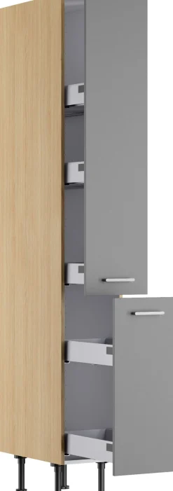 KOCHSTATION Apothekerschrank »KS-Lucy« Breite 30 cm, mit 2 Auszügen, Soft-Close, höhenverstellbare Füße