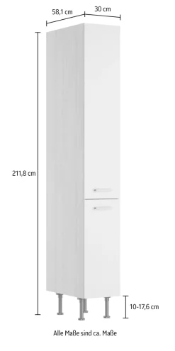 KOCHSTATION Apothekerschrank »KS-Lucy« Breite 30 cm, mit 2 Auszügen, Soft-Close, höhenverstellbare Füße