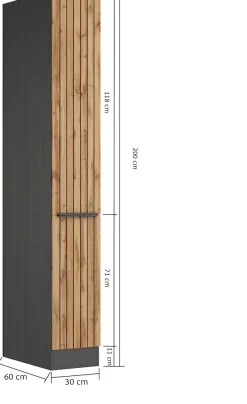 KOCHSTATION Apothekerschrank »KS-Lagos« Breite/Höhe 30/200 cm, mit 5 großen Ablagekörben