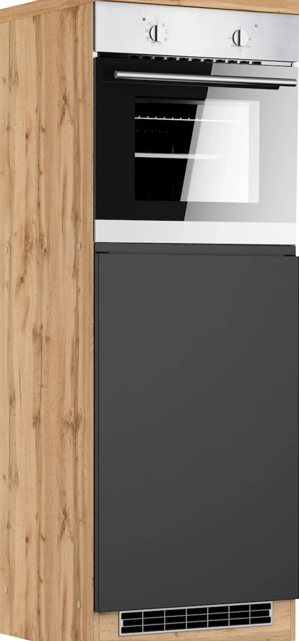 KOCHSTATION Backofen/Kühlumbauschrank »KS-Virginia,neu in verbesserter Ausführung« Arbeitsplatte 38 mm stark, Stauraum, Softclose,Maße (B/H/T): ca. 60/166/60 cm, Türanschlag frei wählbar
