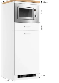 KOCHSTATION Backofen/Kühlumbauschrank »KS-Milan« Mikrowellen-Kühlschrankumbau 60 cm, matt oder hochglänzend