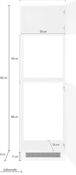 KOCHSTATION Backofen/Kühlumbauschrank »KS-Kehl« für Einbaukühlschrank, Nischenhöhe 88cm