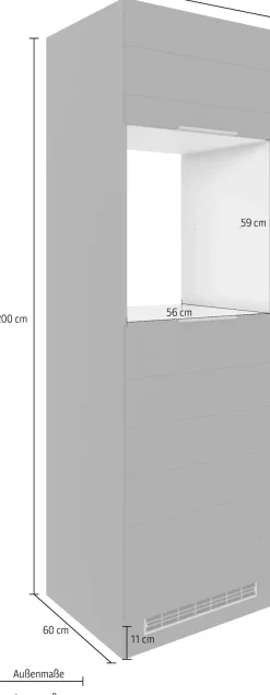 KOCHSTATION Backofen/Kühlumbauschrank »KS-Luhe« 60 cm breit, hochwertige MDF-Fronten mit waagerechter Lisene