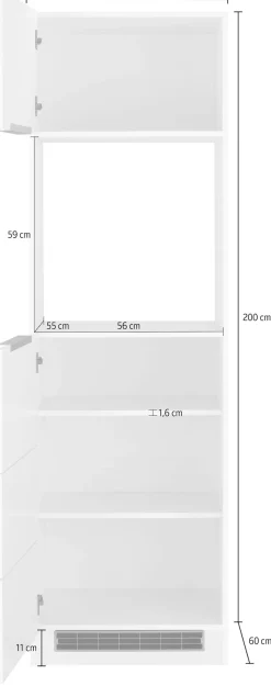 KOCHSTATION Backofenumbauschrank »KS-Brindisi« 60 cm breit, 200 cm hoch, viel Stauraum