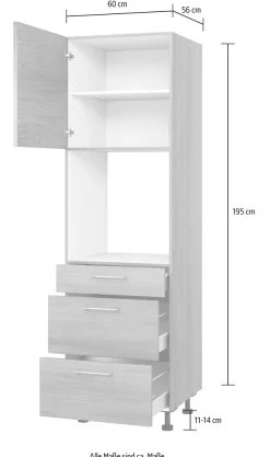 KOCHSTATION Backofenumbauschrank »KS-Trea SB2AS-195-3« mit zwei Türen und zwei Einlegeböden, Höhe 195 cm