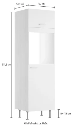 KOCHSTATION Backofenumbauschrank »KS-Lucy« Breite 60 cm, mit 1 Tür, 1 Klappe, Soft-Close, höhenverstellbare Füße