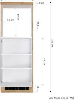 KOCHSTATION Backofenumbauschrank »KS-Virginia,neu in verbesserter Ausführung« Stauraum, Softclose,Breite 60 cm, Höhe 166 cm Nische für Ofen B/H/T: 56/59/55 cm