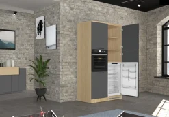 KOCHSTATION Backofenumbauschrank »Luna, Backofenschrank, Backofen-Hochschrank, Made in Italy« B/T/H: 60×60×214,5 cm, Oberplatte mit 25 mm Stärke