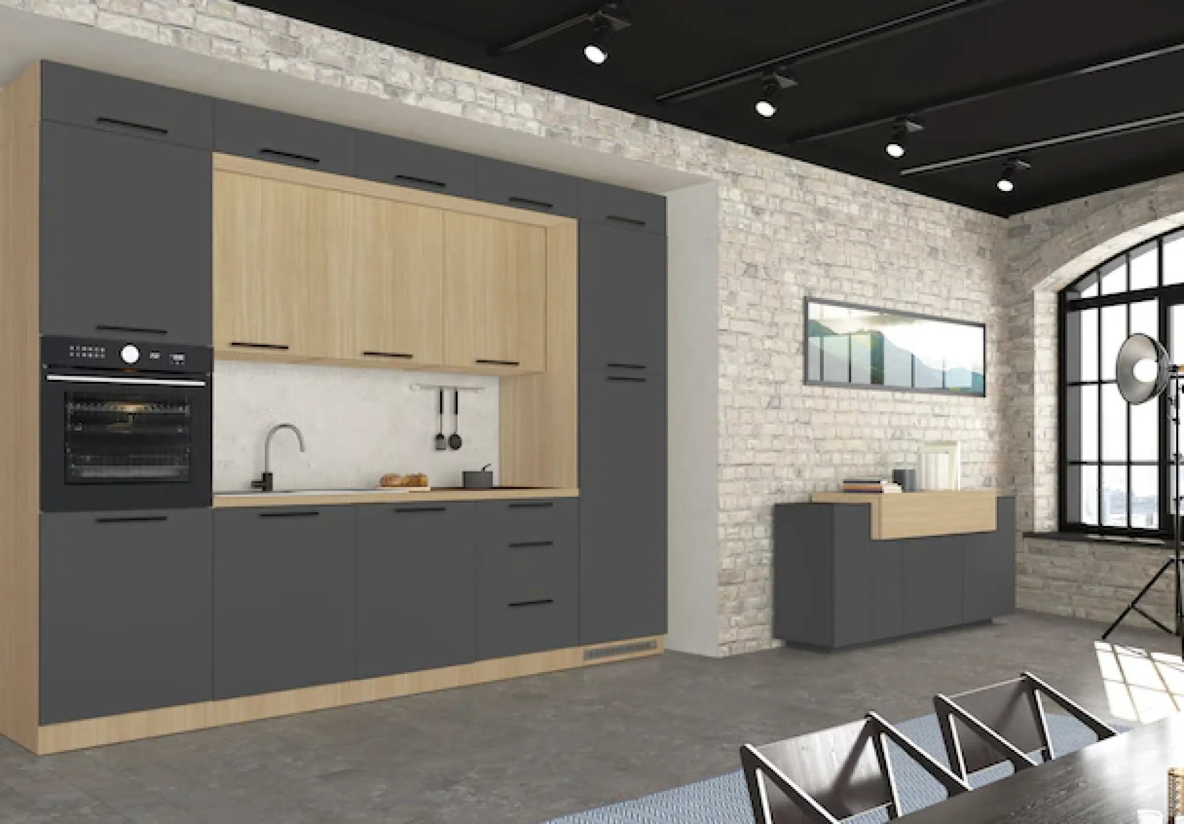 KOCHSTATION Backofenumbauschrank »Luna, Backofenschrank, Backofen-Hochschrank, Made in Italy« B/T/H: 60×60×214,5 cm, Oberplatte mit 25 mm Stärke