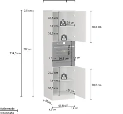 KOCHSTATION Backofenumbauschrank »Luna, Backofenschrank, Backofen-Hochschrank, Made in Italy« B/T/H: 60×60×214,5 cm, Oberplatte mit 25 mm Stärke
