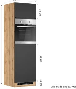 KOCHSTATION Backofenumbauschrank »KS-Virginia,neu in verbesserter Ausführung« Stauraum, Softclose,Breite 60 cm, Höhe 200 cm, Nische für Ofen B/H/T: 56/59/55 cm