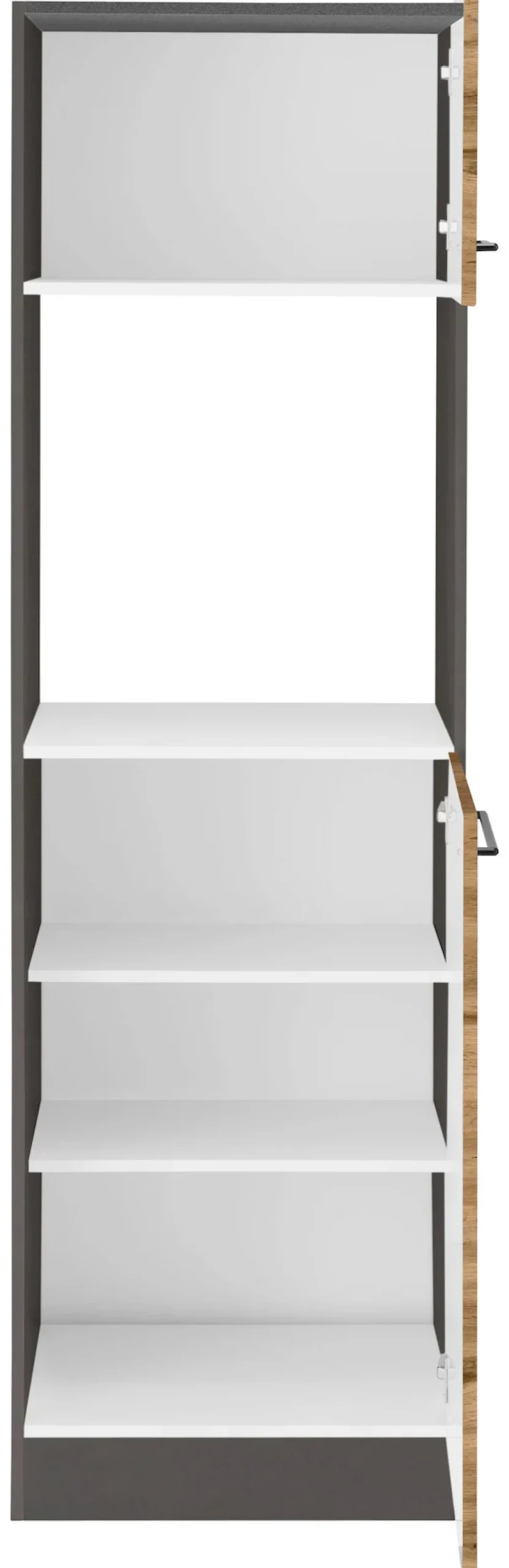 KOCHSTATION Backofenumbauschrank »KS-Tulsa« 60 cm breit, 200 cm hoch, für Einbaubackofen, schwarze Metallgriffe