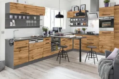 KOCHSTATION Backofenumbauschrank »KS-Tulsa« 60 cm breit, 200 cm hoch, für Einbaubackofen, schwarze Metallgriffe