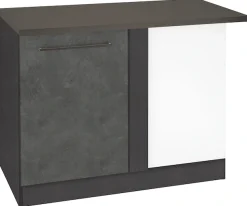 KOCHSTATION Eckunterschrank »KS-Tulsa« 110 cm breit, 1 Tür, schwarzer Metallgriff, hochwertige MDF Front