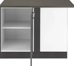 KOCHSTATION Eckunterschrank »KS-Tulsa« 110 cm breit, 1 Tür, schwarzer Metallgriff, hochwertige MDF Front
