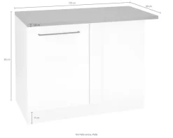 KOCHSTATION Eckunterschrank »KS-Tulsa« 110 cm breit, 1 Tür, schwarzer Metallgriff, hochwertige MDF Front