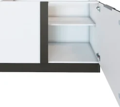 KOCHSTATION Eckunterschrank »KS-Luhe« 120 cm breit, hochwertige MDF-Fronten mit waagerechter Lisene