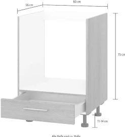 KOCHSTATION Herdumbauschrank »KS-Trea UHBLS60« mit Schubkasten, Breite 60 cm, Höhe 75 cm