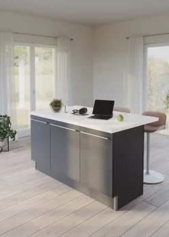 KOCHSTATION Kücheninsel »KS-Bern2« Stellmaße 161 x 96,5 cm, mit durchgehender Arbeitsplatte als Theke