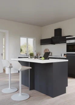 KOCHSTATION Kücheninsel »KS-Bern2« Stellmaße 161 x 96,5 cm, mit durchgehender Arbeitsplatte als Theke