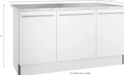 KOCHSTATION Kücheninsel »KS-Bern2« Stellmaße 161 x 96,5 cm, mit durchgehender Arbeitsplatte als Theke
