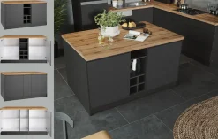 KOCHSTATION Kücheninsel »KS-Bruneck, Breite 153 cm« MDF-Fronten, Arbeitsplatte 38mm stark