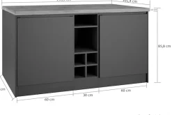 KOCHSTATION Kücheninsel »KS-Bruneck, Breite 153 cm« MDF-Fronten, Arbeitsplatte 38mm stark