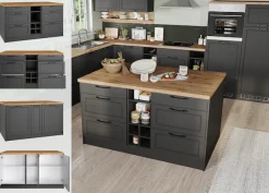 KOCHSTATION Kücheninsel »KS-Lana, Breite 153 cm« MDF-Fronten, Arbeitsplatte 38mm stark