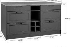 KOCHSTATION Kücheninsel »KS-Lana, Breite 153 cm« MDF-Fronten, Arbeitsplatte 38mm stark
