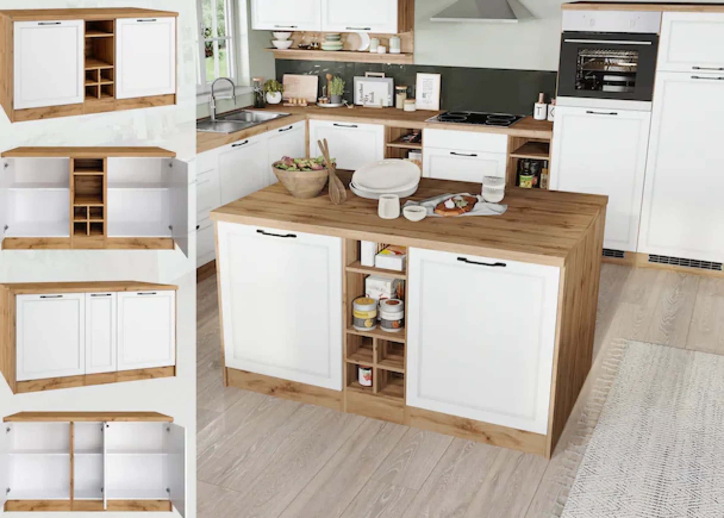 KOCHSTATION Kücheninsel »KS-Lana, Breite 153 cm« MDF-Fronten, Arbeitsplatte 38mm stark