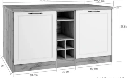 KOCHSTATION Kücheninsel »KS-Lana, Breite 153 cm« MDF-Fronten, Arbeitsplatte 38mm stark