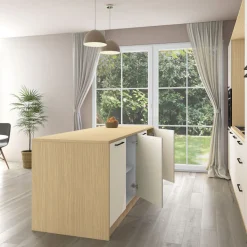 KOCHSTATION Kücheninsel »KS-Luna« Breite 225 cm, 4 Türen, 8 Innenfächer, 4 Essplätze, gedämpfte Türen