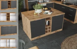KOCHSTATION Kücheninsel »KS-Luhe, Breite 153 cm, mit Flaschenregal« MDF-Fronten, Arbeitsplatte 38mm stark