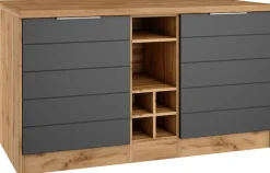 KOCHSTATION Kücheninsel »KS-Luhe, Breite 153 cm, mit Flaschenregal« MDF-Fronten, Arbeitsplatte 38mm stark