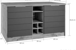 KOCHSTATION Kücheninsel »KS-Luhe, Breite 153 cm, mit Flaschenregal« MDF-Fronten, Arbeitsplatte 38mm stark