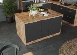 KOCHSTATION Kücheninsel »KS-Luhe, Breite 153 cm, mit Flaschenregal« MDF-Fronten, Arbeitsplatte 38mm stark