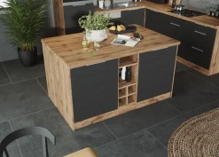 KOCHSTATION Kücheninsel »KS-Luhe, Breite 153 cm, mit Flaschenregal« MDF-Fronten, Arbeitsplatte 38mm stark
